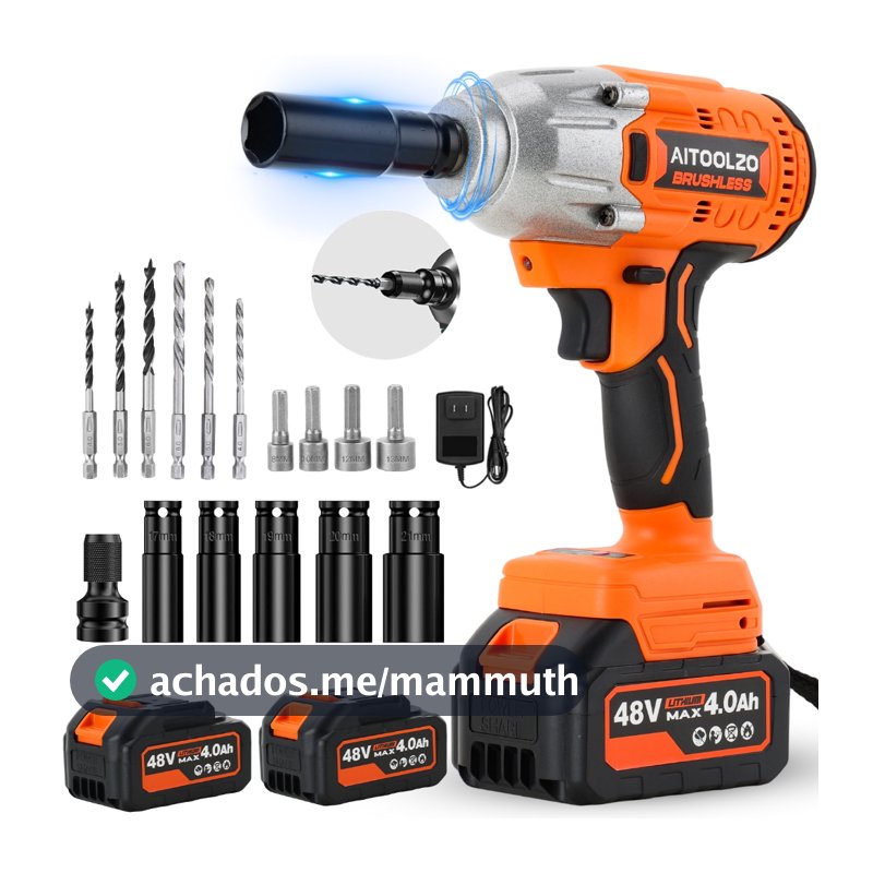 900N.M Parafusadeira Chave De Impacto 48V C/2Bateria + Luz AITOOLZO