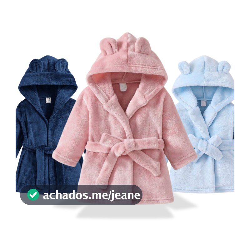 Roupão de Frio Bebe Infantil Extra Macio Menina e Menino Tecido Fleece Antialérgico Inverno