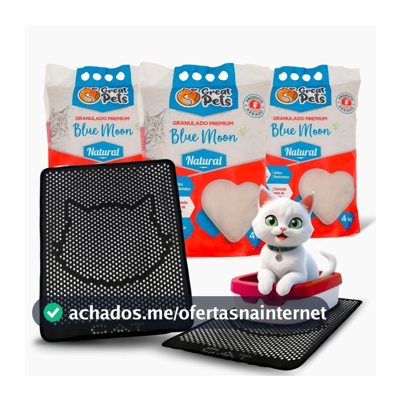 Kit 3 Areia Blue Moon Great Pets 4kg E Tapete Coletor Mypetone