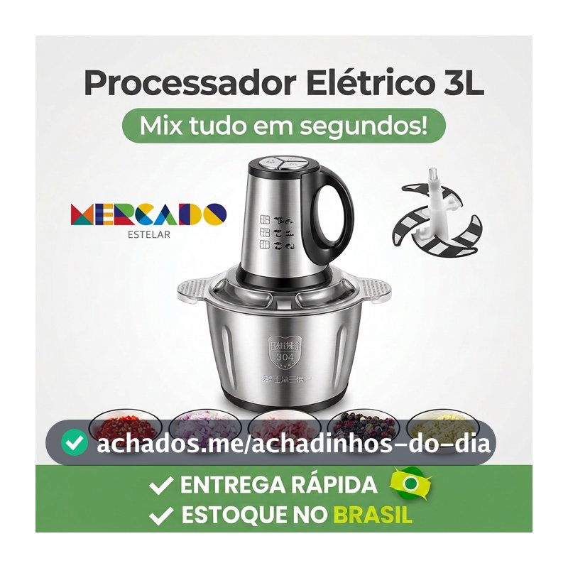 3L Picador De Alimentos Moedor De Carne Mixer Elétrica Processador Cozinha Casa Alho - 110v-220v