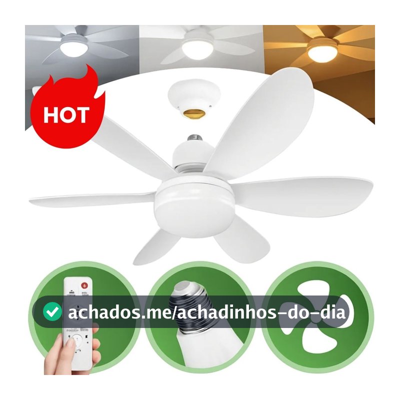 Luminária 80W 52CM 42CM 60W Ventilador De Teto 6 Hélices Luz Ajustável Controle Remoto Silencioso E Econômico