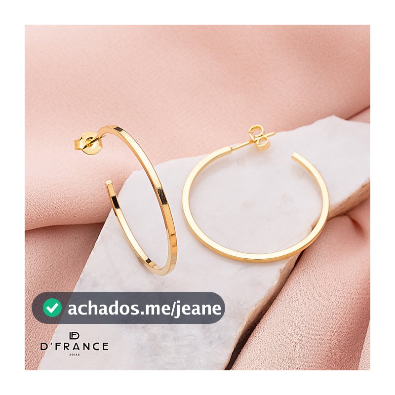 Brinco Argola Fio Quadrado Folheado a Ouro 18K - D France Semijóias