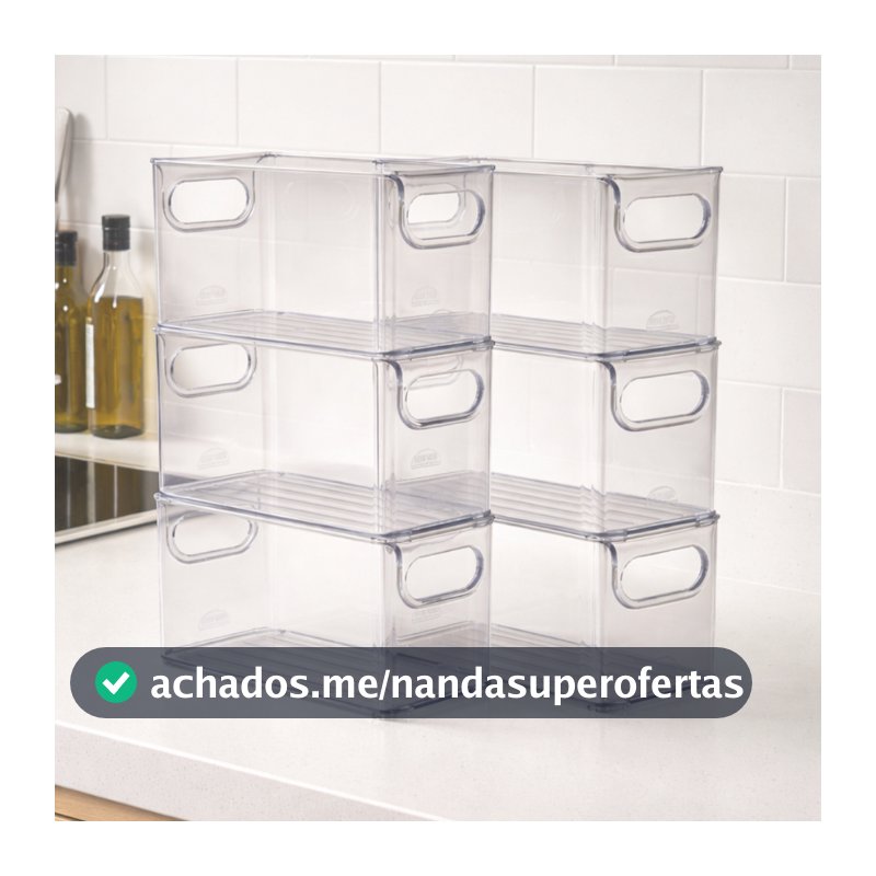 Kit 6 Organizador de Armário Cozinha Geladeira Despensa Banheiro Multiuso Transparente Empilhável