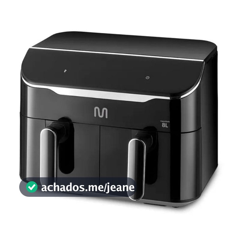 Fritadeira Elétrica Air Fryer 8 Litros com 2 Gavetas Preta 1800W 127V MULTILASER