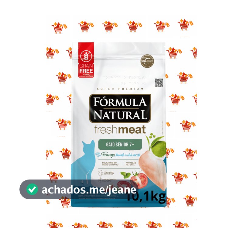 Ração 10,1kg Natural Fresh Meat Gatos Sênior Frango  - Frango, Tomate e Chá Verde