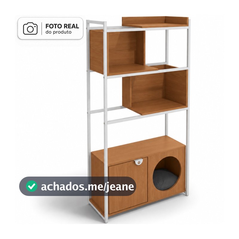 Estante Pet com Nichos de Escalada e Toca com Almofada para Gato Cachorro
