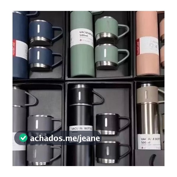 Garrafa Térmica Inox 500ml com Isolamento a Vácuo e Xícaras