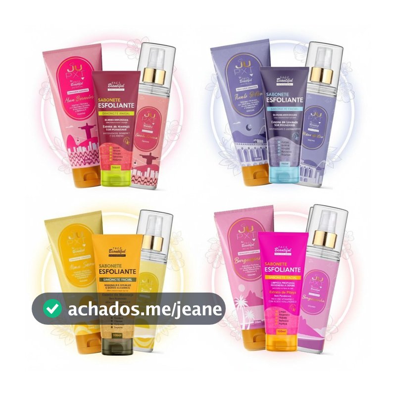 Kit Skincare e Autocuidado JuPXT Face Beautiful - Hidratante + Body Splash + Esfoliante Facial