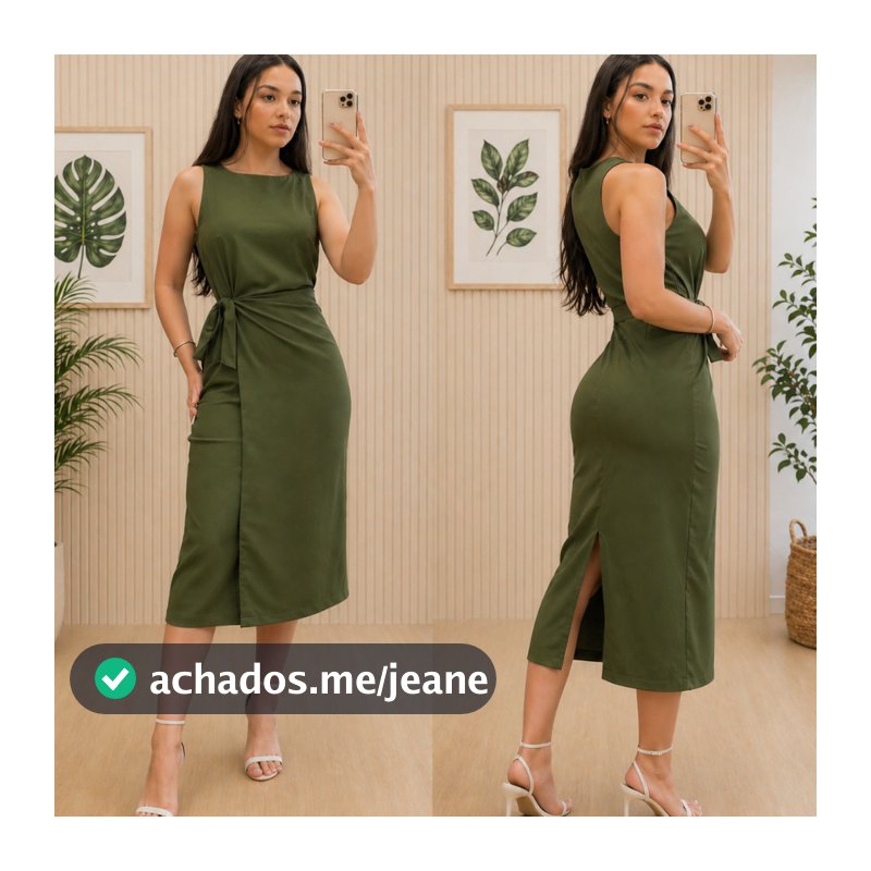 Vestido Feminino Alfaiataria Midi casual Elegante com Amarração Lateral Elegante P-M-G-GG