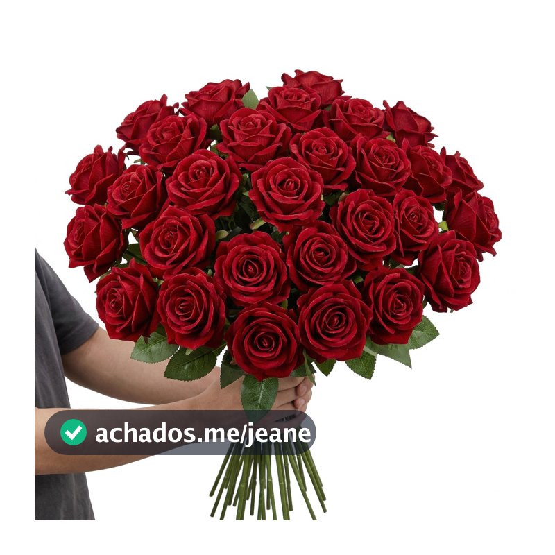 Rosa Aveludada Artificial Vermelho para Decoracao 50CM