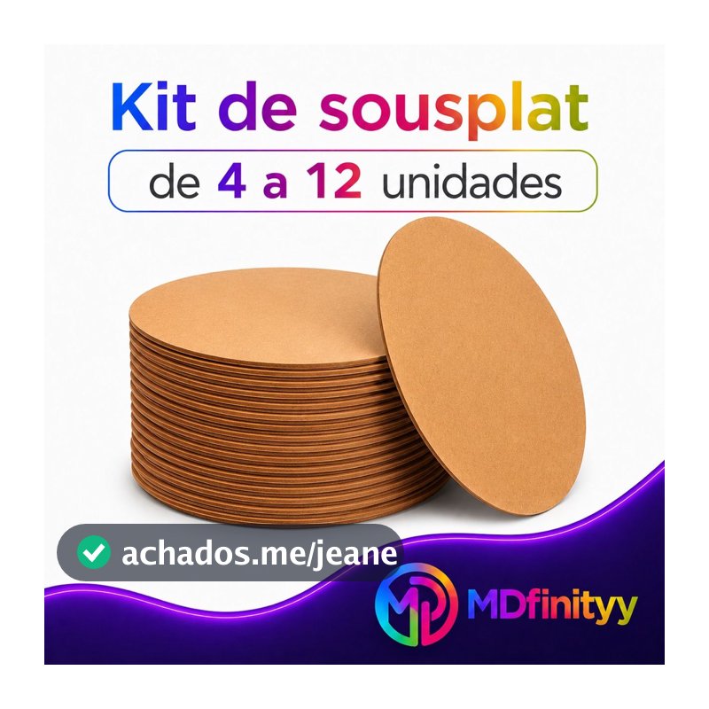 ￼Kit  Sousplat 30x30cm Circulo Cru Base MDF Decoração de Mesa Artesanato Supla  Disco Redondo