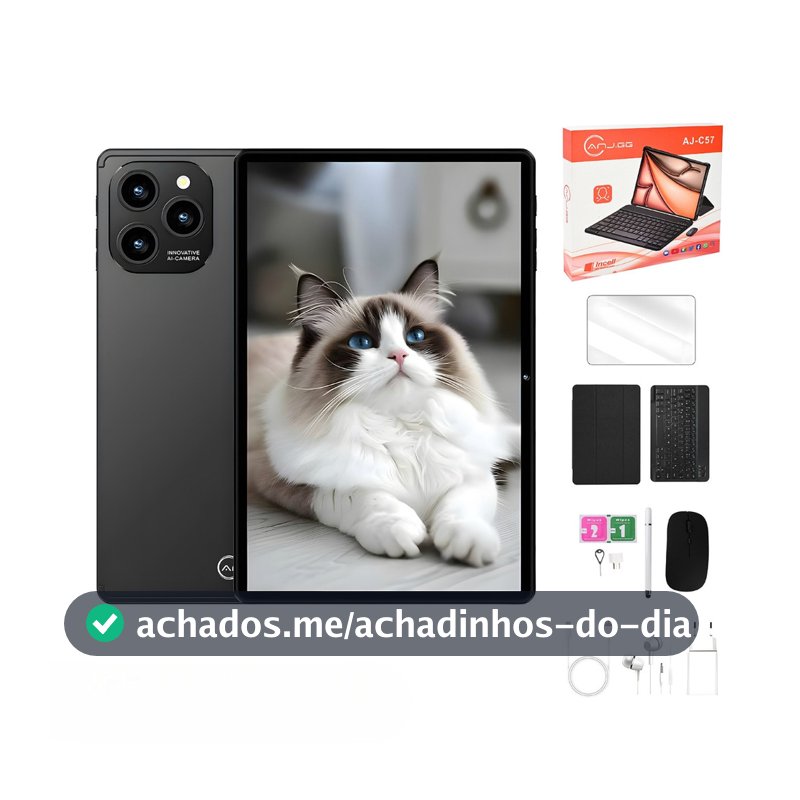 Tablet 10.1” com Teclado+Mouse 6GB RAM 128GB Android 13 Câmera 50MP