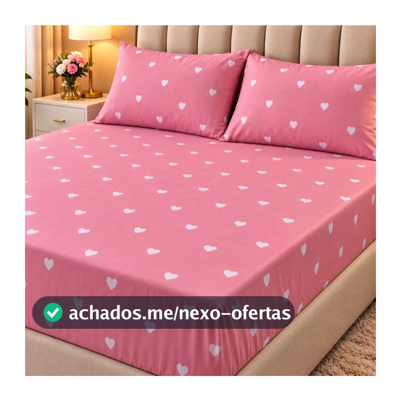 Jogo de Cama Casal Box 3 Peças com Elástico Toque Macio Estampado + 2 Fronhas