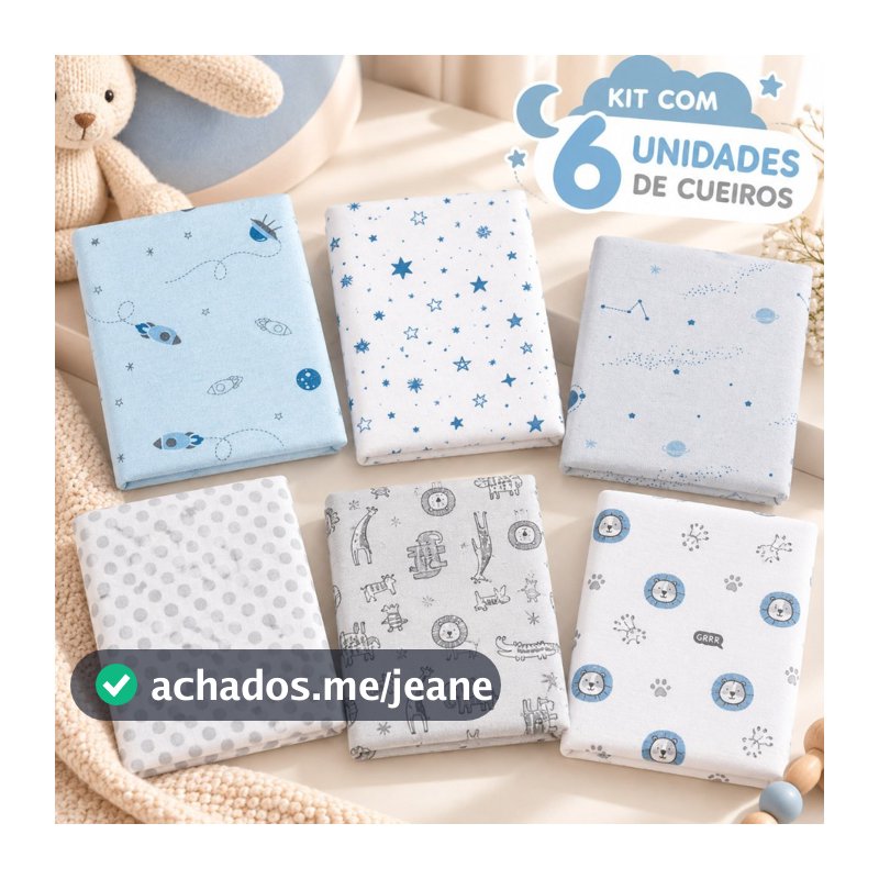 KIT C/6 UN DE CUEIROS FLANELADO MANTA CHARUTINHO ESTAMPADO - ACABAMENTO OVERLOCK - BEBÊ PAPI COMPOSE