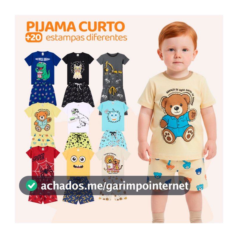 Kit Sortido 2, 4 ou 6 Peças Pijama Curto Bebê Menino (3 Camisas + 3 Bermudas) Kit Pijamas menino Bebê Roupa Infantil