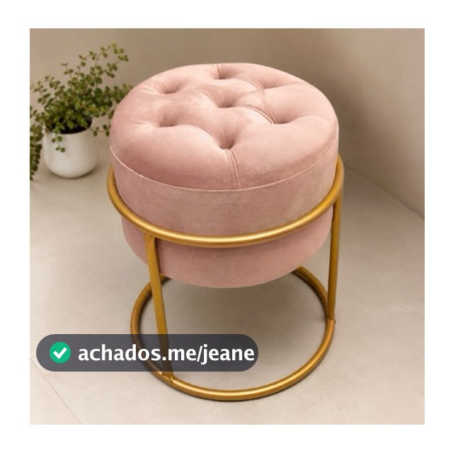 Puff Argola  redondo  para Quarto ou Sala Penteadeira base de ferro e pintura eletrostática