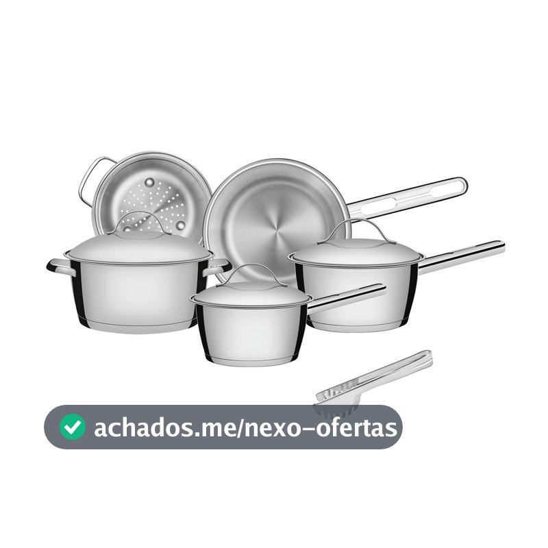 Jogo de Panelas Tramontina Aço Inox Allegra 5 Peças Fundo Triplo + Pegador de Massa