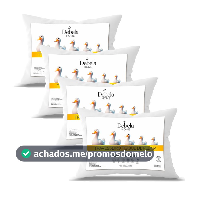 Jogo C/ 4 ou 2 Travesseiro Pluma de Ganso Confortavel e Macio Antiacaro 50x70cm