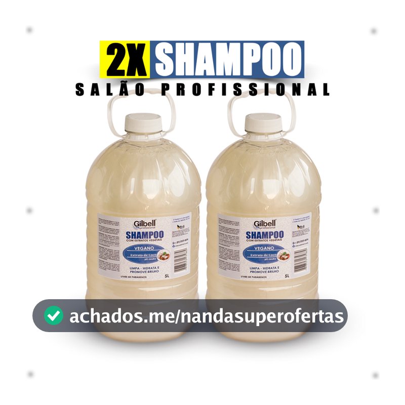 Kit 2 Shampoo 5L Neutro Coco Perolado Sem Sal 5 Litros Salão Lavatório