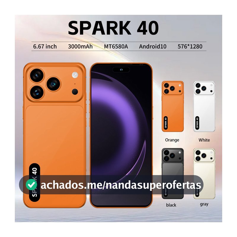 Nova Chegada SPARK 40 Android Original Celular HD Tela Grande Desbloqueio Facial Cartão Duplo Smartphone