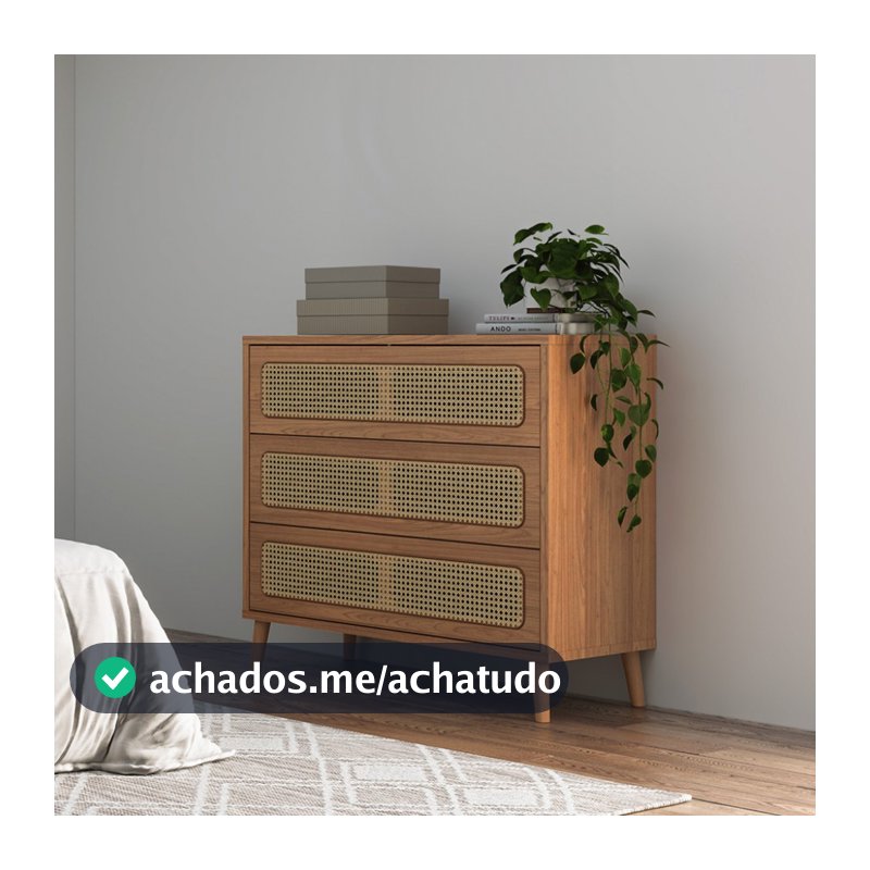 Cômoda 105cm 3 Gavetas com Palha Freijó - Dalla Costa