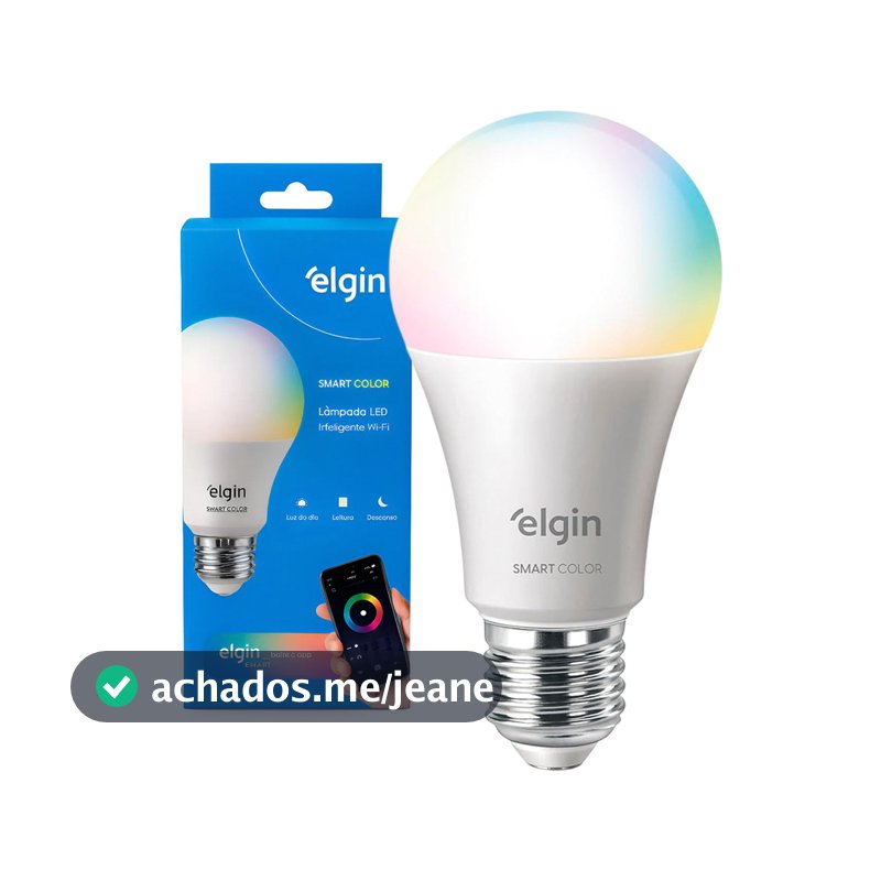 Lâmpada Inteligente Bulbo LED Elgin 10W ou 15W Smart Color RGB Wifi Compatível com Alexa