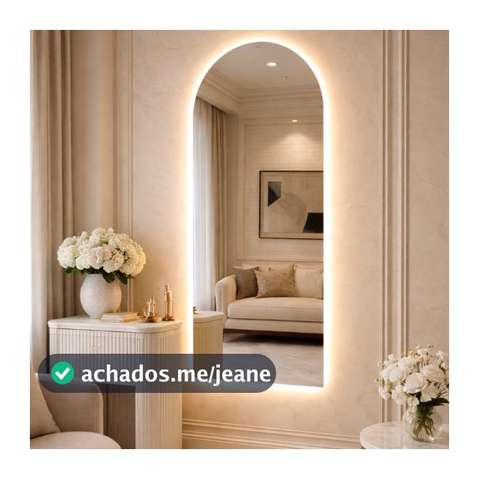 Espelho Oval MADRI 50x120 Com LED Quente Frio ou Sem LED Lapidado Decorativo para Banheiro e Sala