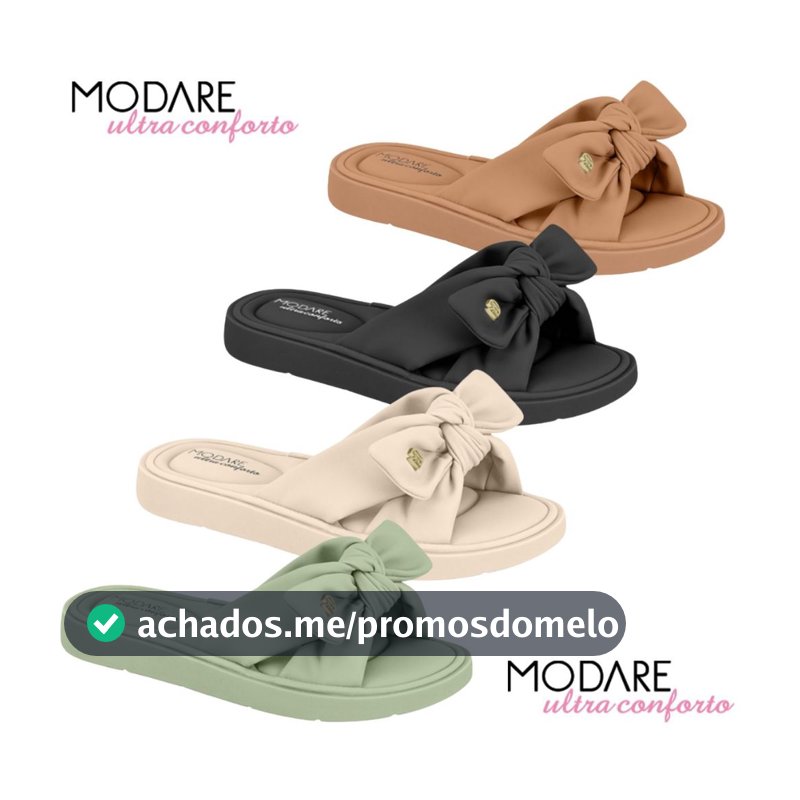 Sandalia Chinelo Modare Feminino Conforto Slide Nobuck Ultra Soft Ortopedico Ref: 7208.101
