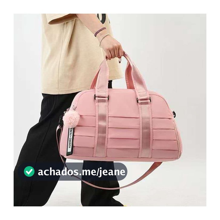 Bolsa Mala De Viagem Academia Com Chaveiro Pompom Alça Transversal Grande Capacidade Impermeavel