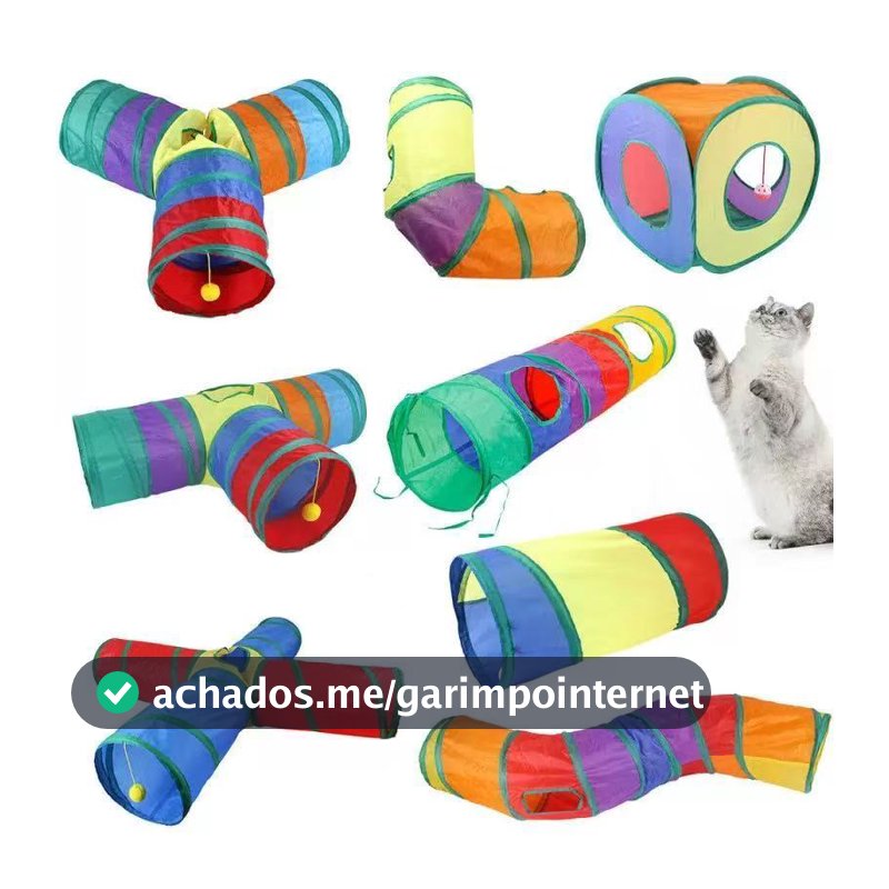 Brinquedo Túnel Colorido Pet Para Gato Dobrável Interativo 5 Saídas