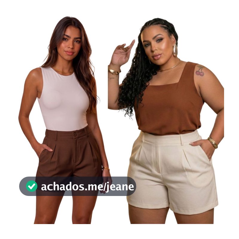 Shorts Alfaiataria Plus Size Feminino Social Elegante Cintura Alta Estiloso