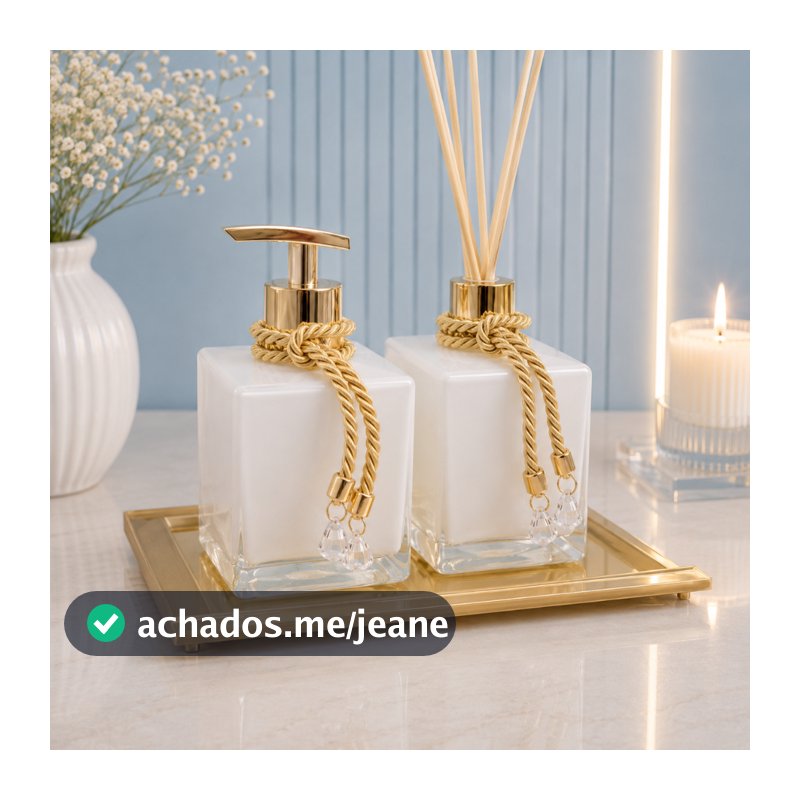 Kit lavabo branco e ouro - DECORAÇÃO CASA