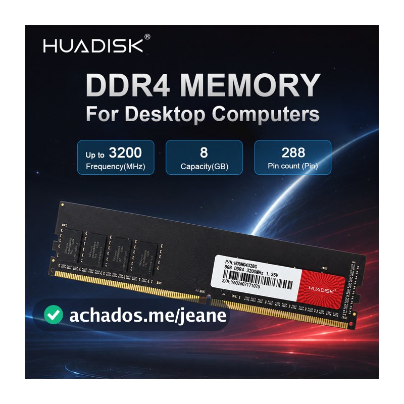 HUADISK DDR4 Computador RAM Memória 8GB 3200MHz UDIMM 288Pin Para De Jogos De Mesa