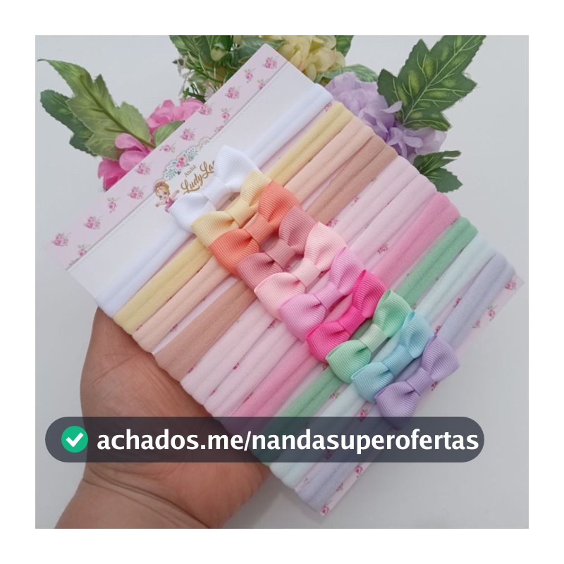 Kit 10 Faixinhas Laço para Bebê Menina – Meia de Seda Slim (0 a 24 Meses) – Não Aperta