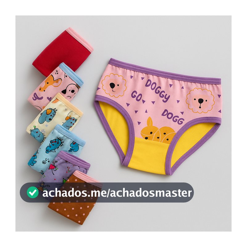 KIT 3, 6 ou 9 Calcinhas Infantis Estampadas Microfibra Macia Tamanhos 2 ao 10 Anos