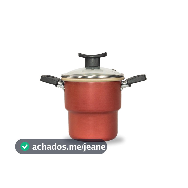 Cuscuzeiro Teflon Antiaderente Tampa de Vidro 12cm
