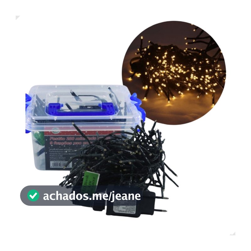 Pisca Pisca  Festão 200 Mini  Leds Quentes, 9 Funções, Decoração De Natal, Luzinhas de Natal, Bivolt