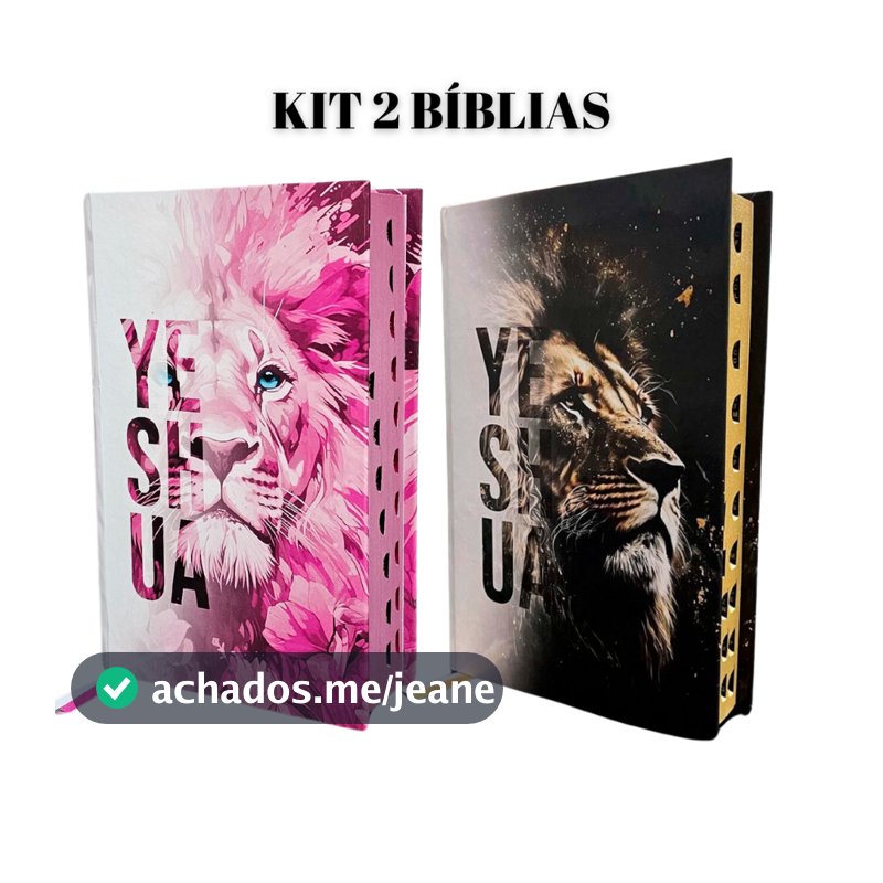 Kit 2 Bíblias Sagradas Feminina Masculina  Letra Média Capa Dura Harpa Cristã Leão Ferreira Almeida