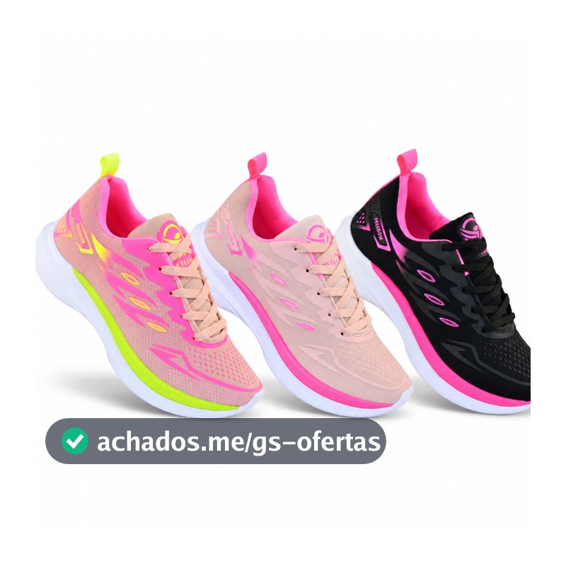 Kit 3 Pares Tenis Feminino Esportivo Corrida Caminhada Academia Confortavel