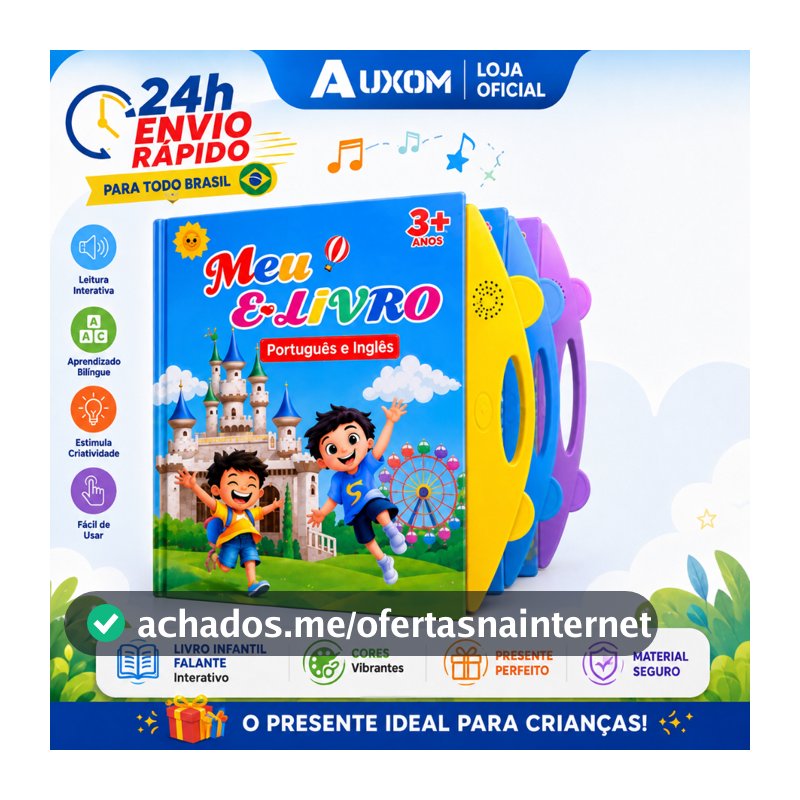 Livro Infantil Falante Bilíngue Português/Inglês Educativo Interativo com Som