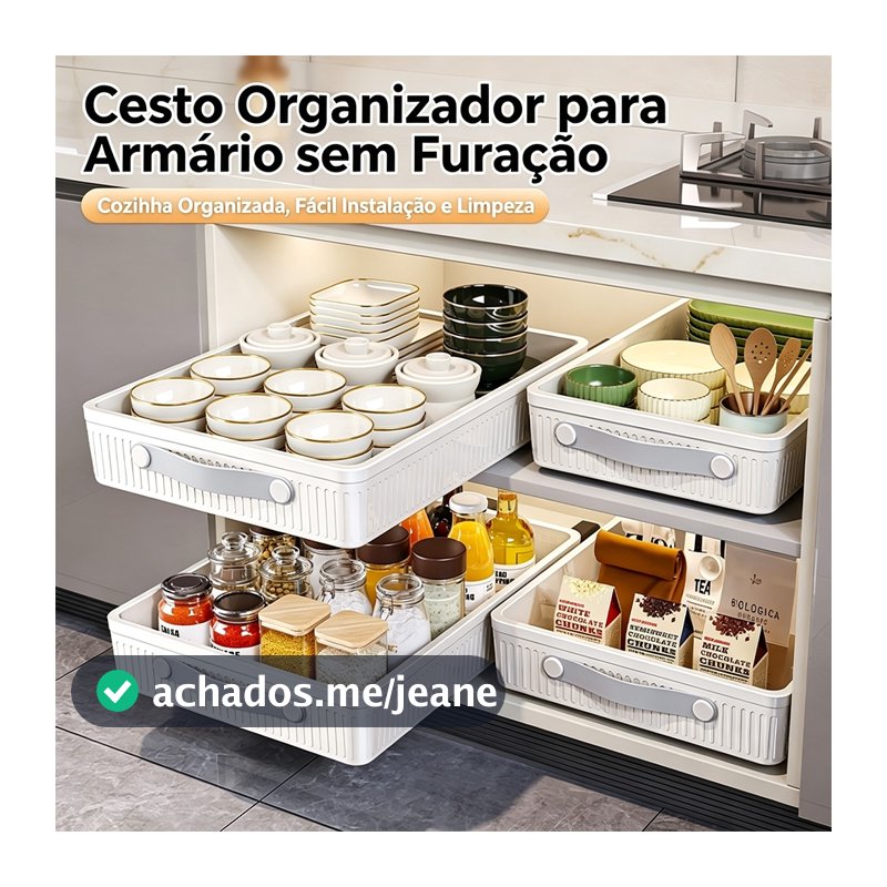 Organizador Deslizante Para Gaveta Armário, Sem Furos, Fita Adesiva Inclusa, 40x25x8.6cm