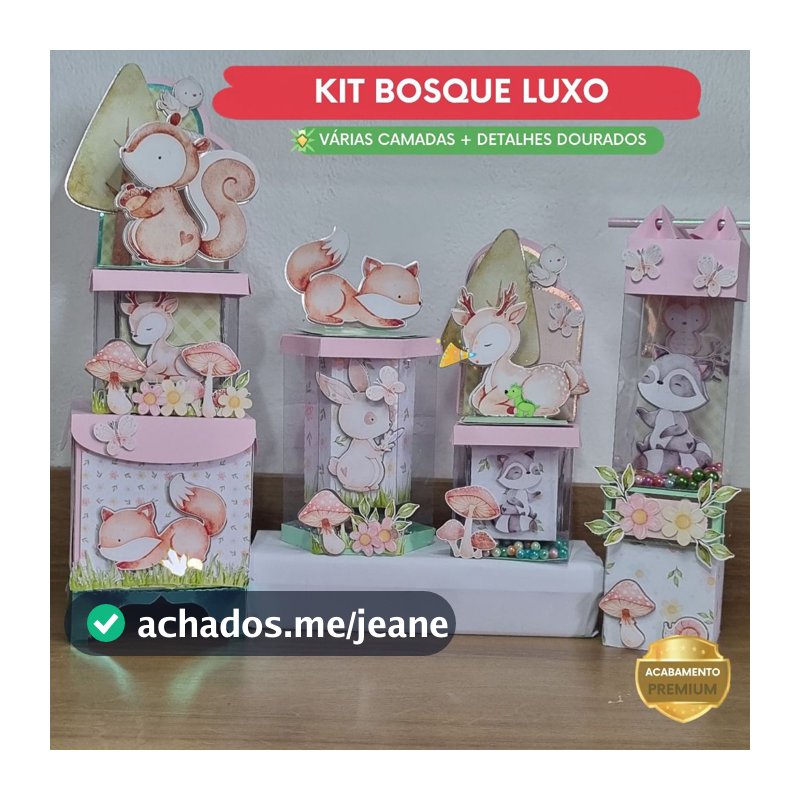 Kit Festa Bosque Luxo Personalizado | Lembrancinhas Bosque Encantado | Caixas Decoradas Premium | Fazemos Qualquer Tema