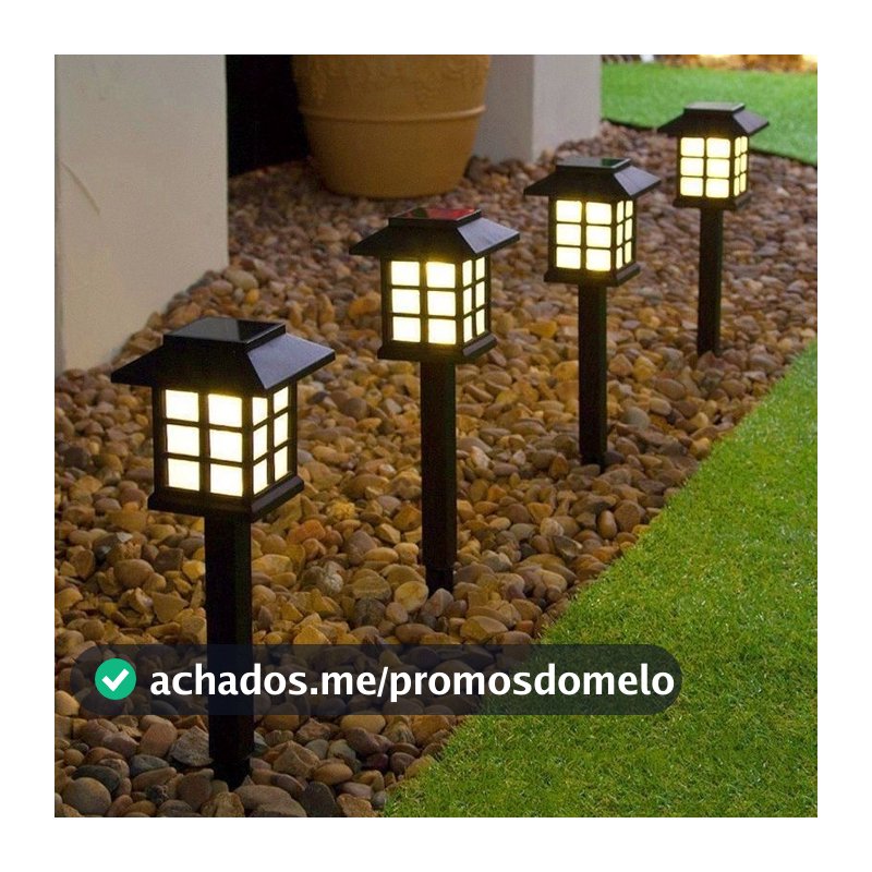 Luminária Solar Espeto Jardim Led Cazinha | Kit 2/4 /6 Unidades À Prova D'água Decoração Externa