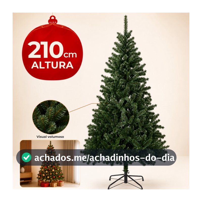 Árvore Natal Verde Alta 2,1m Grande Pinheirinho Tradicional