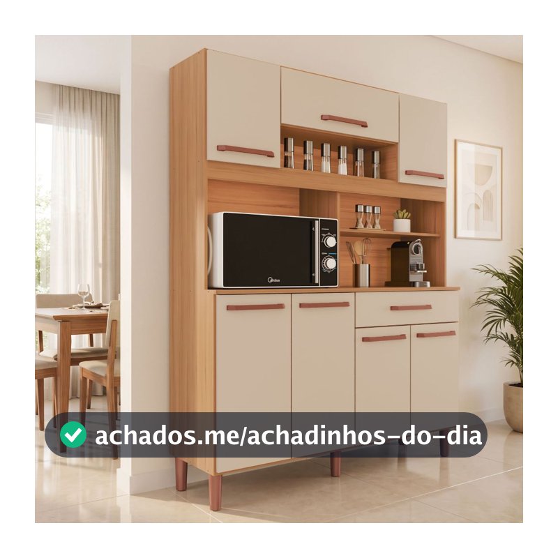 Armário de Cozinha Roma 100% MDF 7 Portas e 1 Gaveta