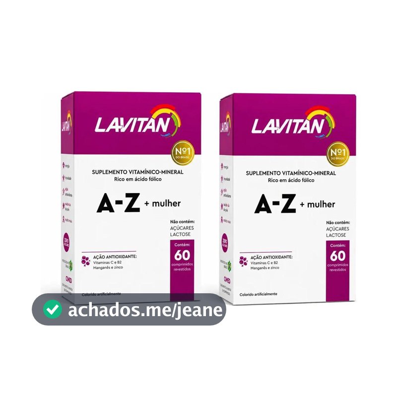 KIT C/2 SUPLEMENTO VITAMÍNICO LAVITAN A-Z + MULHER 120 CÁPSULAS