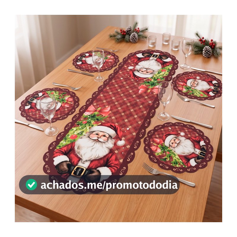 Kit Sousplast Jogo Americano Caminho De Mesa Natalino Natal Mesa Posta Sofisticação Sublimação Digital Tecido Premium