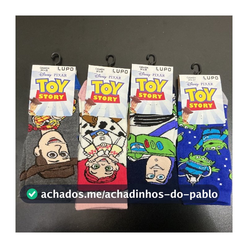 Meia Toy Story Lupo Disney Infantil Cano Médio Algodão