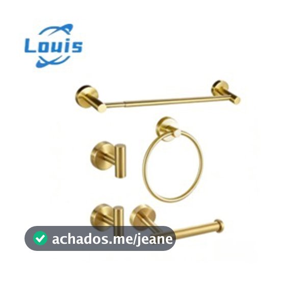 Louis Toalheiro de Banheiro Ajustável Inox  42-65cm - Kit 5 Acessórios Completo