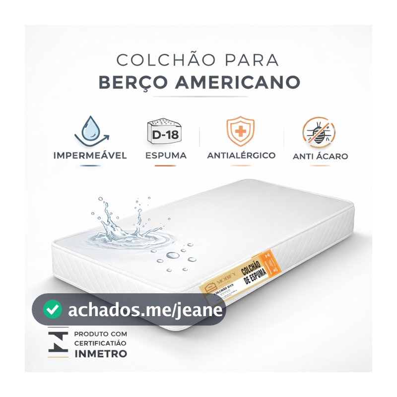 Colchão De Berço Impermeável 130x70 Modelo Americano
